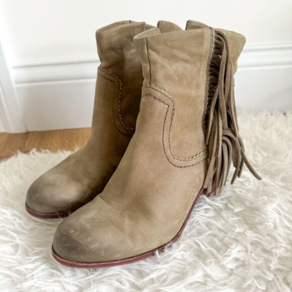 Sam Edelman Fringe Suede "Louie" Block Heel Ankle Bootie | Size 6.5 - Picture 2 of 9
